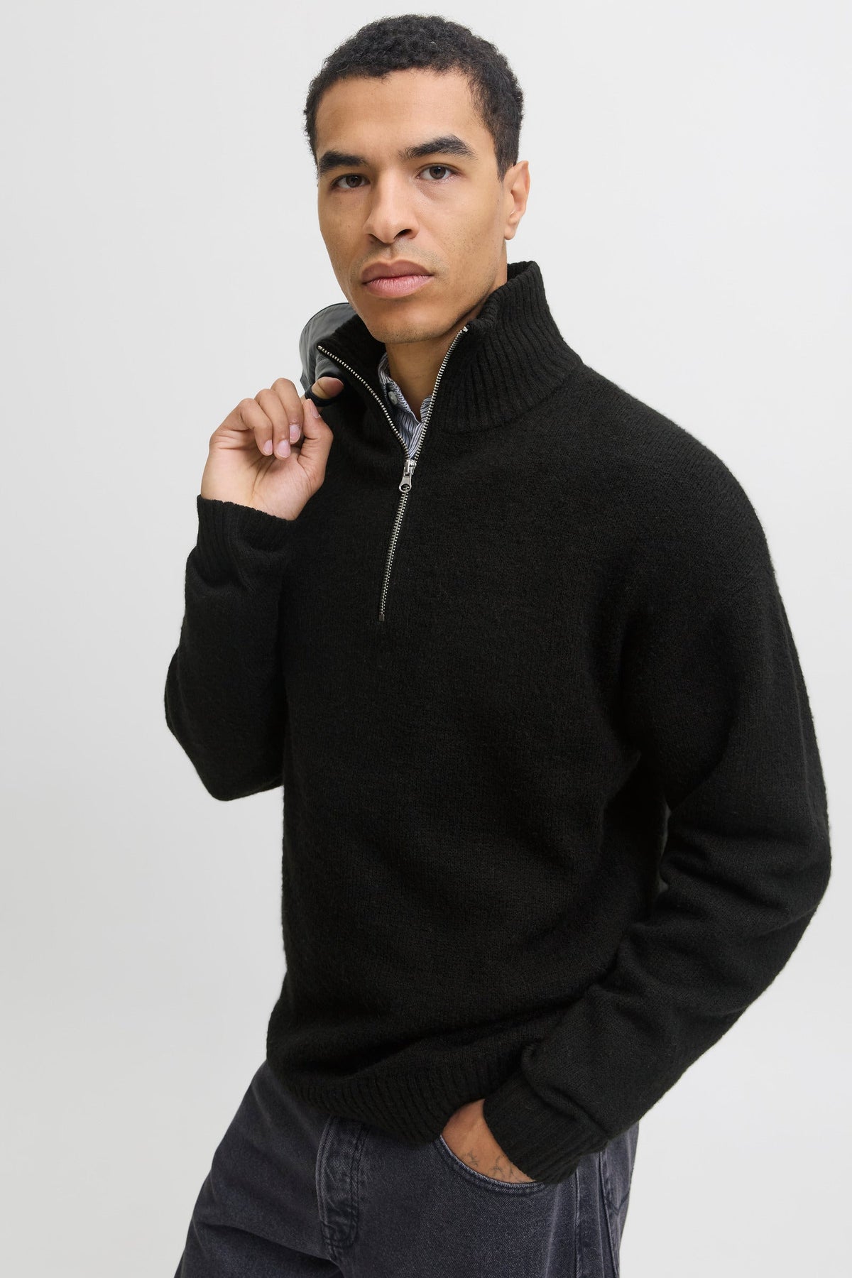 Jack & Jones Soho Ollie Knit Half Zip Black