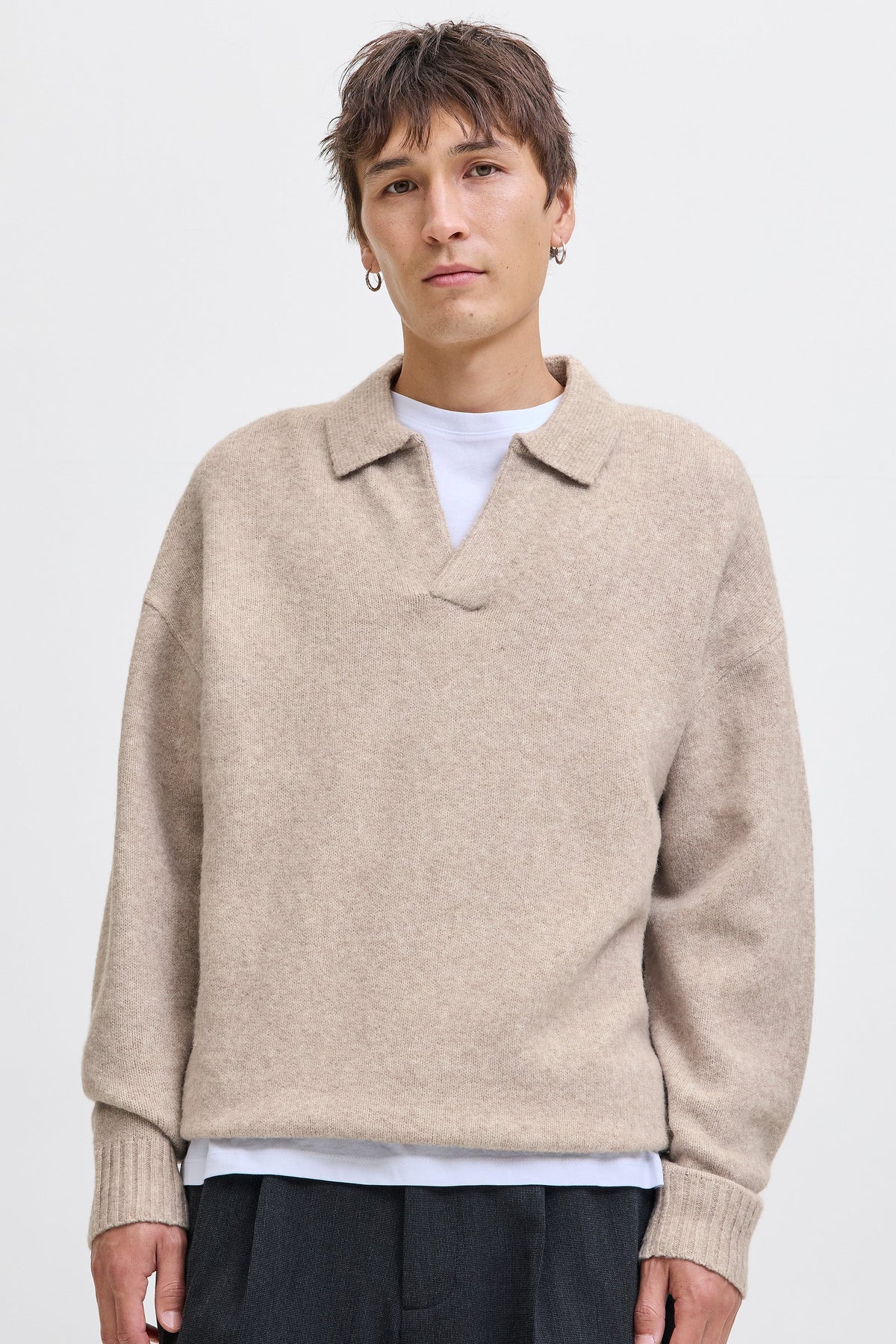 Jack & Jones Soho Ollie Knit Split Neck Atmosphere