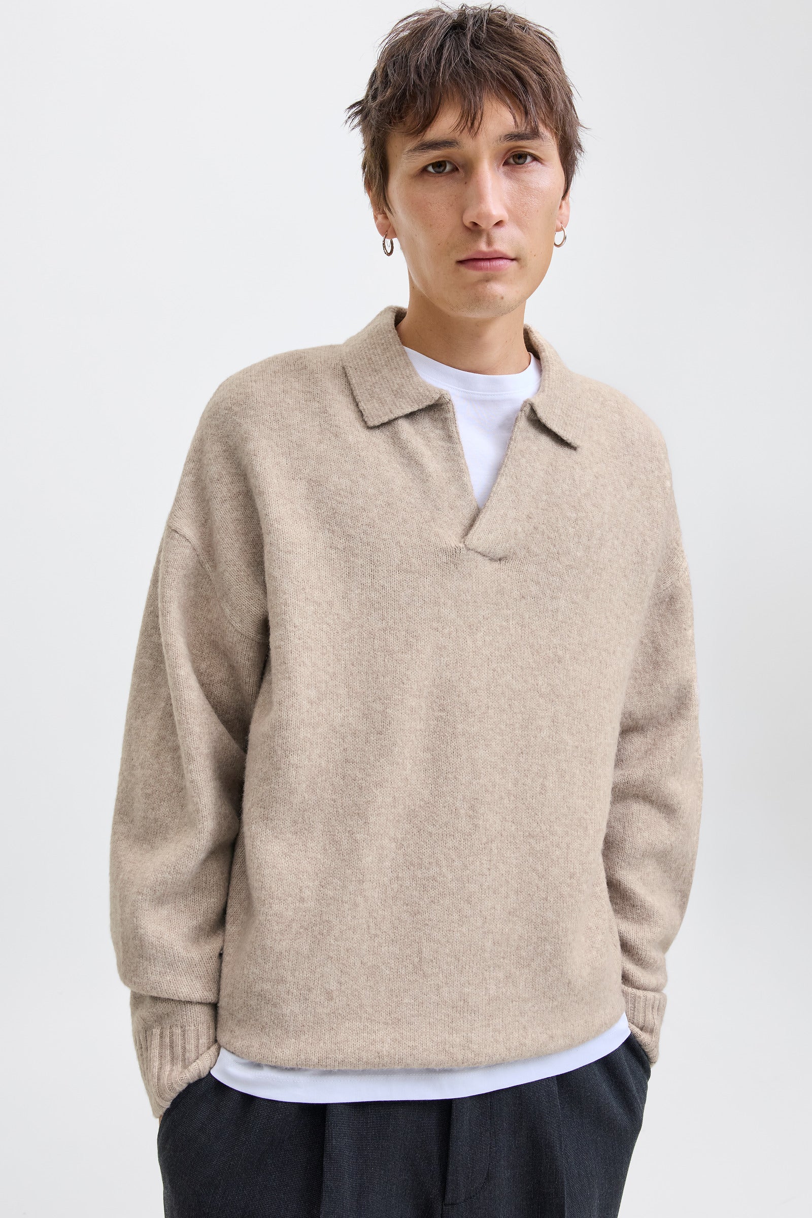Jack & Jones Soho Ollie Knit Split Neck Atmosphere