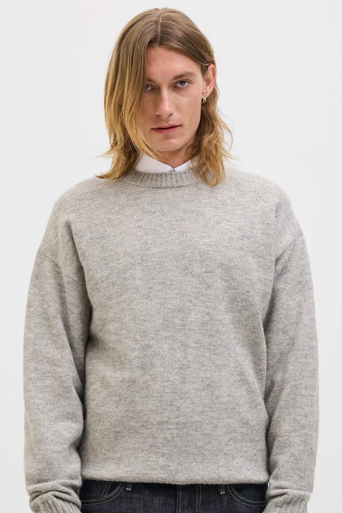Jack & Jones Soho Ollie Knit Crew Neck Light Grey Melange