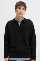 Jack & Jones Soho Ollie Knit Split Neck Black