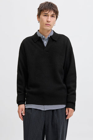 Jack & Jones Soho Ollie Knit Split Neck Black