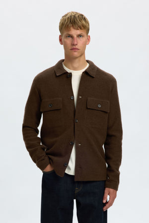 Selected Nealy Ls Knit Reg Workwear Cardigan Demitasse