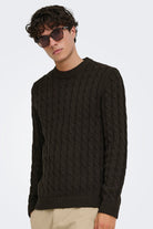 Only & Sons Kicker Cable Knit Crew Neck Coffee Bean