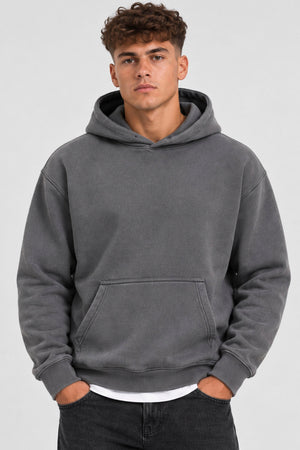 Only & Sons Larry Eflow Rlx LS Washed Hood Sweat Grey Pinstripe