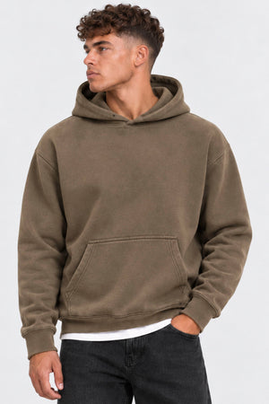 Only & Sons Larry Eflow Rlx LS Washed Hood Sweat Tarmac