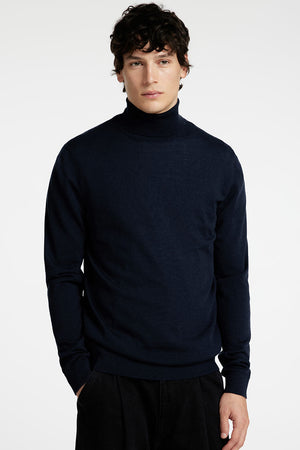 Selected Tray LS Merino Knit Roll Neck Navy Blazer