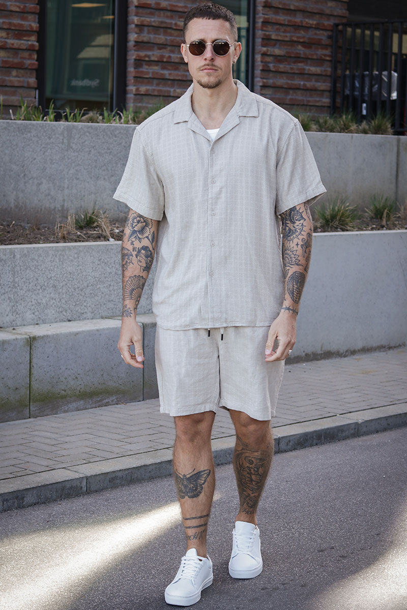 ONLY & SONS Tel Latham Linen Shorts Silver Lining