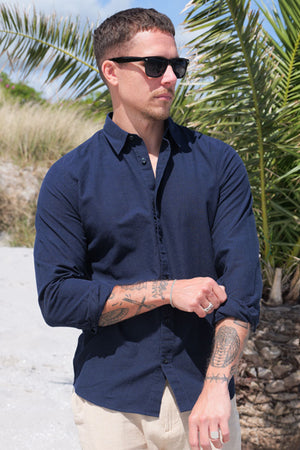 Selected Slim Sun Linen Shirt LS Sky Captain