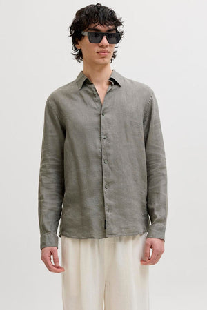 Jack & Jones Blalawrence Linen LS Shirt Smokey Olive