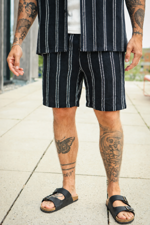 Only & Sons Trev Life Reg Stru Stripe Shorts Dark Navy