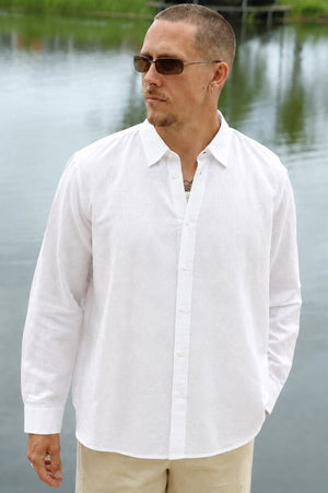 Selected Regclay Linnenblend Shirt Bright White