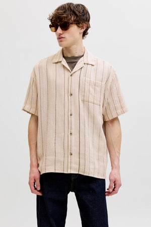 Jack & Jones Bradley Striped Resort Shirt SS Moonbeam