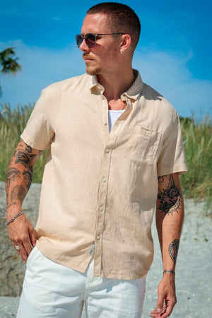 Solid Allan SS Linen Shirt Curds & Whey