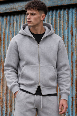 Jack & Jones Legacy Scuba Sweat Zip Hoodie Light Grey Melange