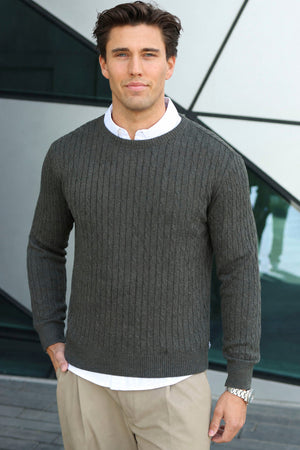Kronstadt Cable Cotton Knit Army mix