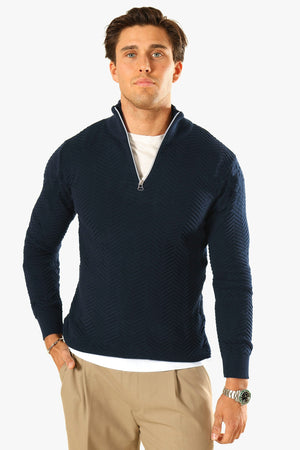 Kronstadt Carlo Cotton half zip knit Sky Captain