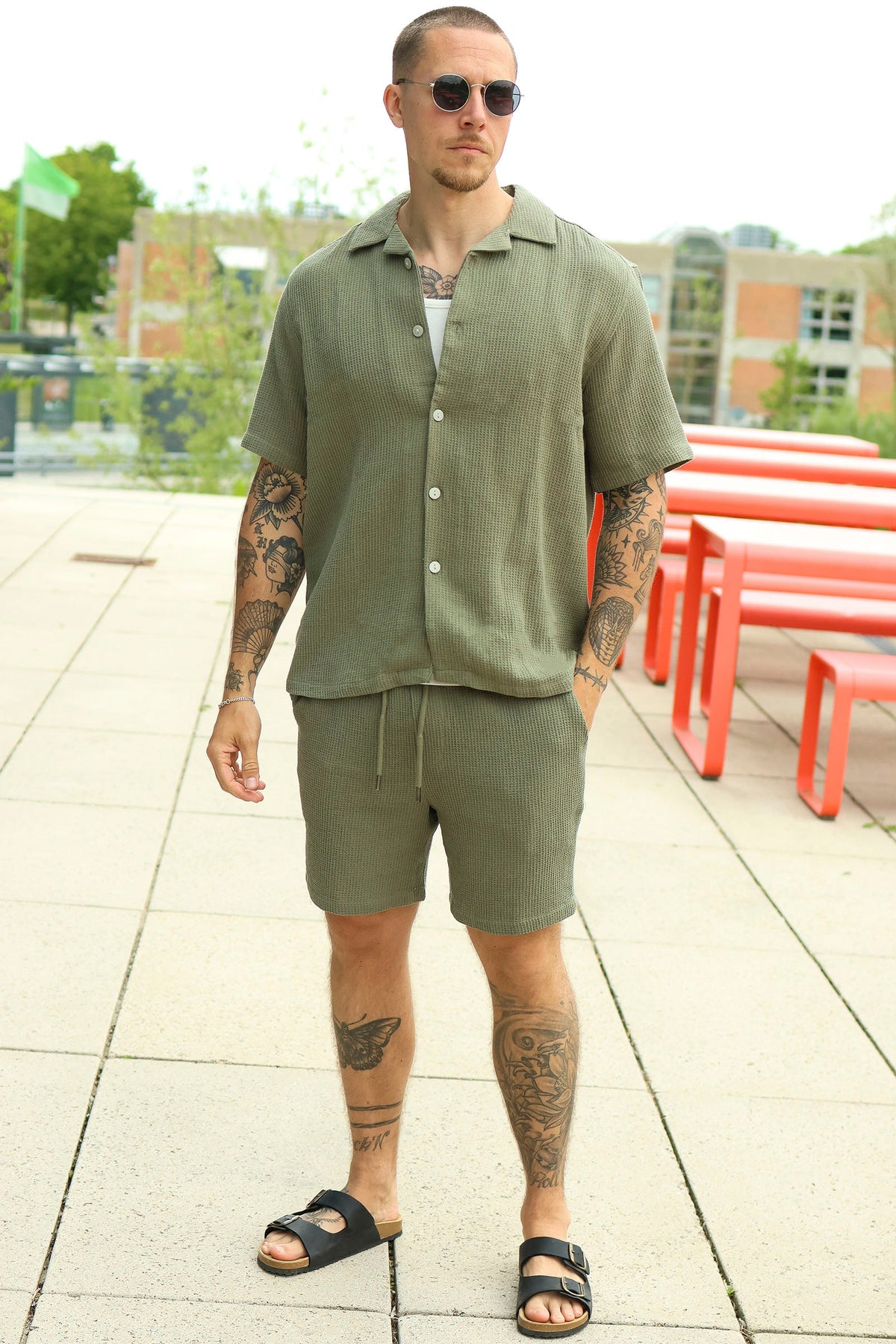 ONLY & SONS Bertil Waffle Shorts Deep Lichen Green