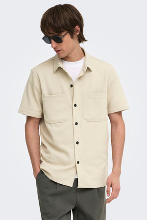 Only & Sons Newkodyl Life Reg SS Shirt Silver Lining