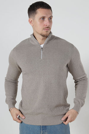 Kronstadt Carlo Cotton half zip knit Sand mix