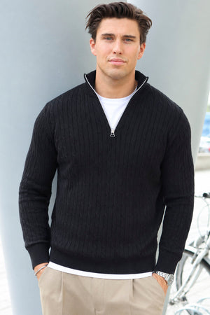Kronstadt Cable Half Zip Knit Black