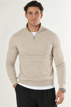 Selected Berg Half Zip Knit Oatmeal