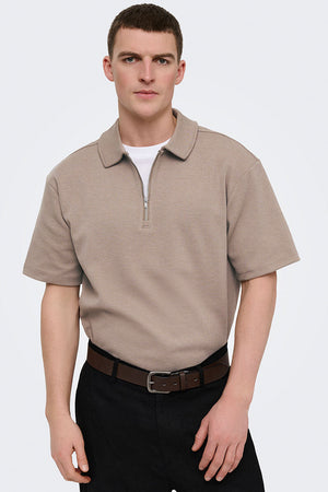 Only & Sons New Kodyl Relaxed Fit SS Half Zip Polo Fossil