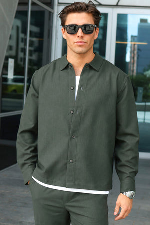 Only & Sons Hansi Ario LS Shirt Relaxed Forest Night