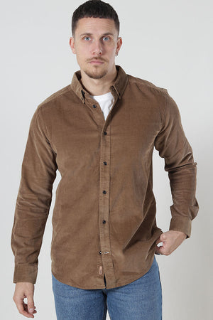 ONLY & SONS Michael Regular Fit Stretch Cord Shirt LS Otter