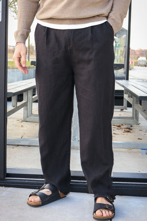 Solid Ethan Tapered Pleat Pants True Black