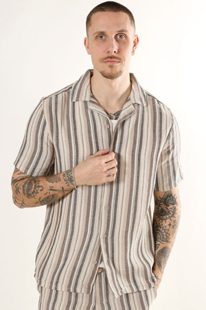 Only & Sons Strev Life Reg Stripe SS Shirt Gardenia