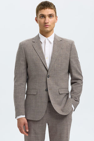 Selected Oasis Linen DB Blazer Dark Sand Melange