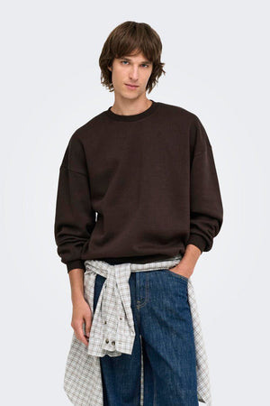 Only & Sons Ceres Oversized LS Crew Sweat Coffee Bean