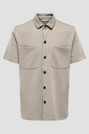 Only & Sons Newkodyl Life Reg SS Shirt Silver Lining