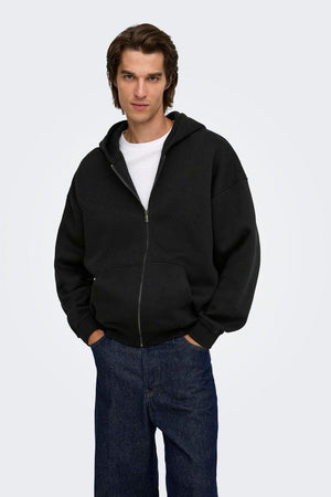 Only & Sons Ceres Oversized Zip Hoodie Sweat Black