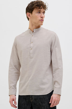 Jack & Jones Summer Half Placket Shirt Ls Crockery