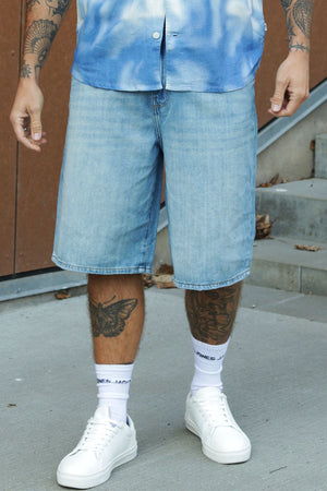 ONLY & SONS Carl Ballloon Fit Shorts Light Blue Denim