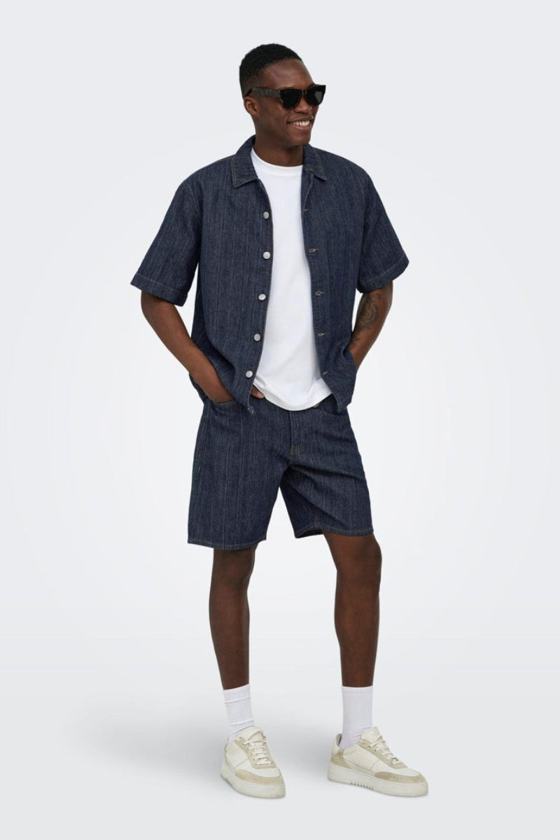 Only & Sons Wayne S/S DB 7354 Azg Dnm Shirt Dark Blue Denim