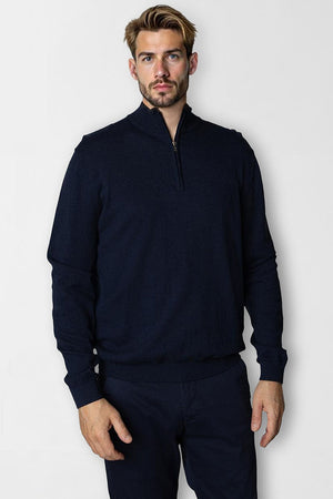 Clean Cut Copenhagen Claude half zip knit Navy Melange