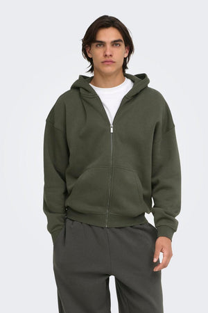 Only & Sons Ceres Oversized Zip Hoodie Sweat Beluga