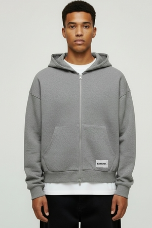 Only & Sons Goyle Boxy Ls Scuba Zip Hoodie Medium Grey Melange