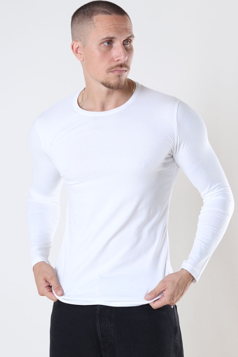 Basic Brand Muscle Fit LS T-shirt White