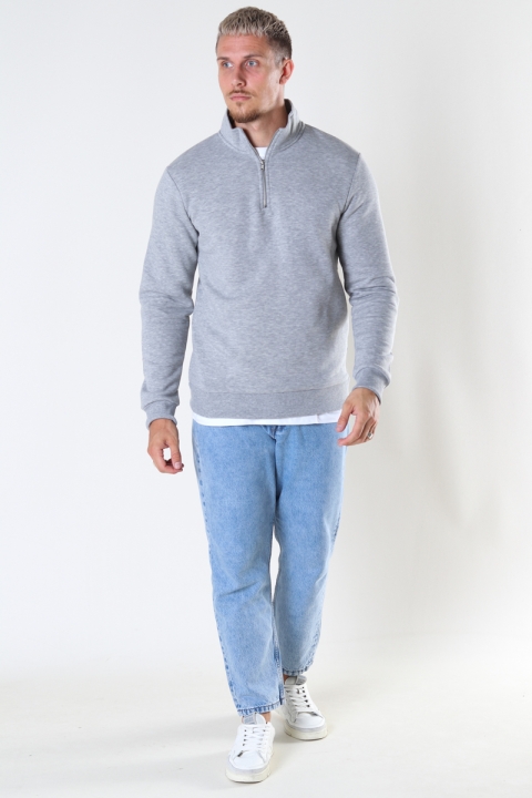 ONLY & SONS ONSCERES LIFE HALF ZIP SWEAT Light Grey Melange