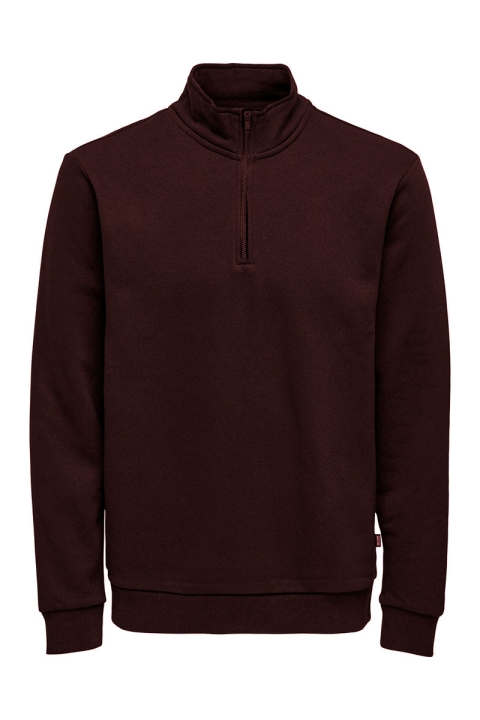 ONLY & SONS Ceres Half Zip Sweat Fudge