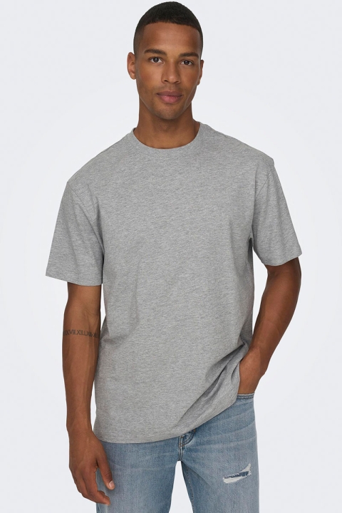 ONLY & SONS Fred Basic Oversize Tee Light Grey Melange