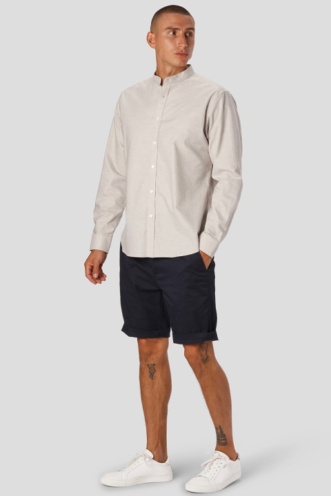 Clean Cut Copenhagen Oxford Mao Stretch L/S Sand Melange