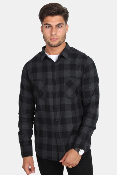 URBAN CLASSICS Checked Flanell Overhemd Black/Charcoal