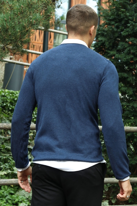 JEFF GREYSON CREW KNIT Navy Mix