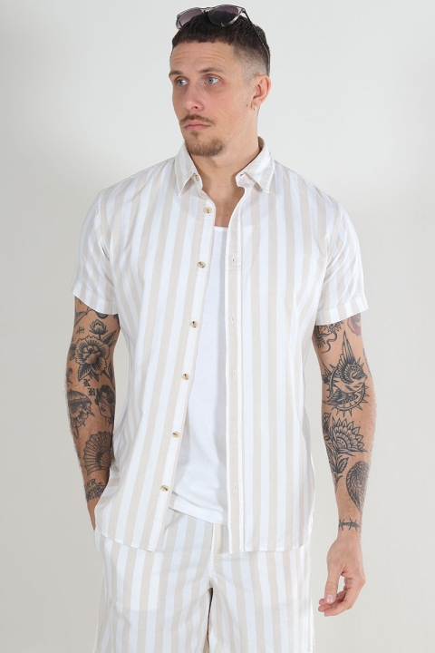 Jack & Jones Joshua Oxford Strip Shirt SS Crockery