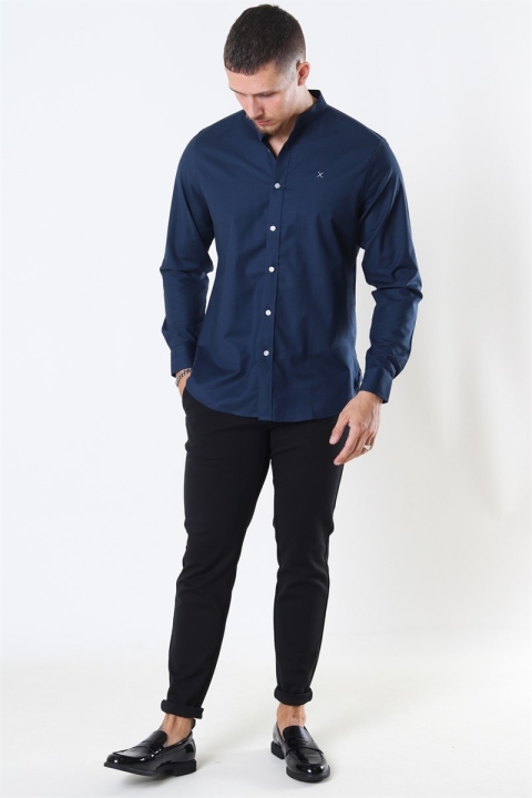 Clean Cut Copenhagen Oxford Mao Stretch L/S Navy